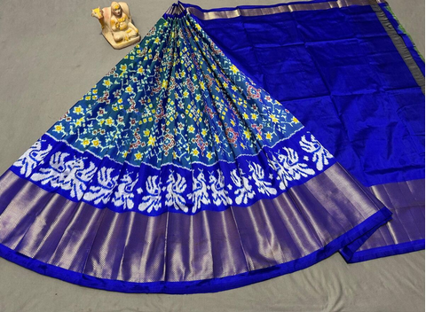 PSRGFSLG4O11SZCD03- Free Size Ikat Silk Lehenga