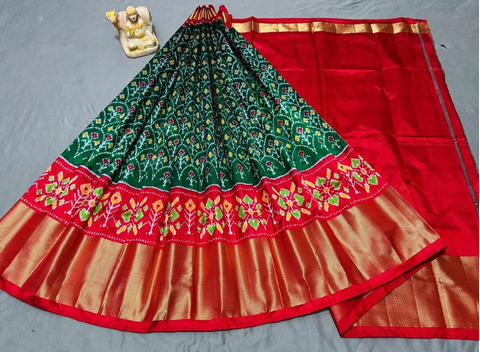 PSRGFSLG4O11SZCD34- Free Size Ikat Silk Lehenga