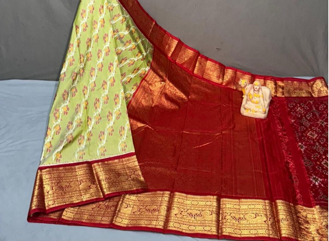 PSRGKBRS5J02FSDC13- Kanchi border Ikat silk saree