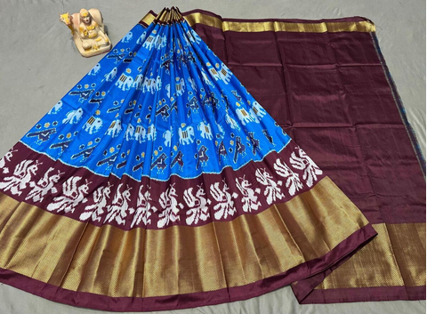 PSRGFSLG4O11SZCD31- Free Size Ikat Silk Lehenga