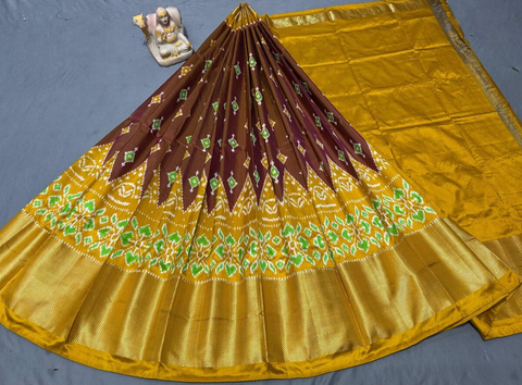 PSRGFSLG4O11SZCD16- Free Size Ikat Silk Lehenga