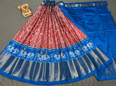 PSRGFSLG4O11SZCD18- Free Size Ikat Silk Lehenga