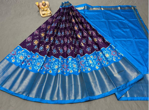 PSRGFSLG4O11SZCD41- Free Size Ikat Silk Lehenga