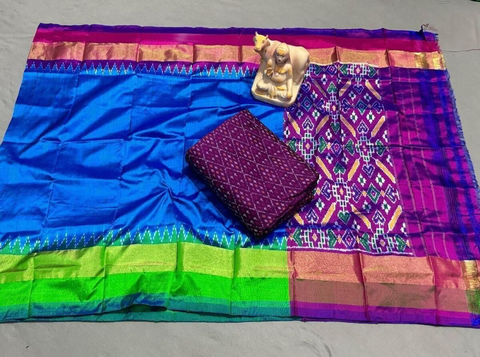 PSRGSDST4V10FFCD74- Ikat Silk dupatta with Ikat sico top