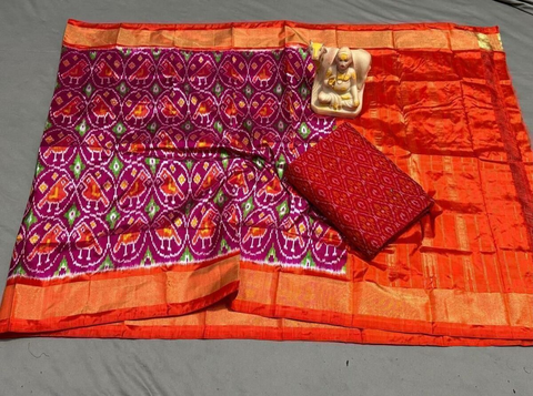 PSRGSDST4D04FFDC44- Ikat Silk dupatta with Ikat sico top