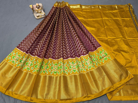 PSRGFSLG4O11SZCD17- Free Size Ikat Silk Lehenga