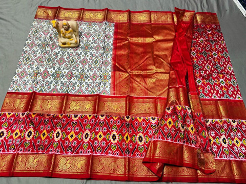 PSRGKBRS4S17FSCD02- Kanchi border Ikat silk saree