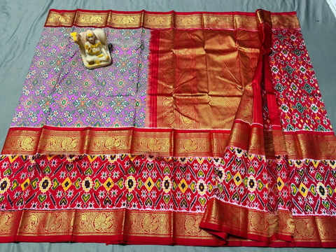 PSRGKBRS4S17FSCD06- Kanchi border Ikat silk saree