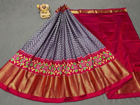 PSRGFSLG4O11SZCD37- Free Size Ikat Silk Lehenga