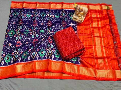 PSRGSDST4V10FFCD21- Ikat Silk dupatta with Ikat sico top