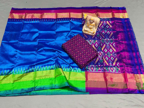 PSRGSDST4V10FFCD35- Ikat Silk dupatta with Ikat sico top