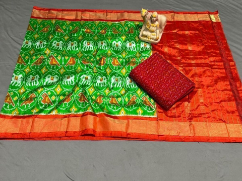 PSRGSDST4D04FFDC53- Ikat Silk dupatta with Ikat sico top