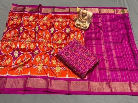 PSRGSDST4D04FFDC67- Ikat Silk dupatta with Ikat sico top