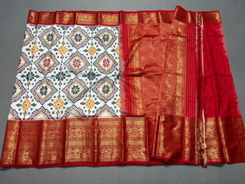 PSSIKBRS5J02FDDC03- Kanchi border Ikat silk saree