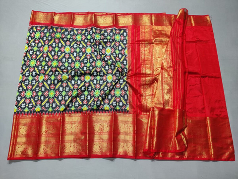 PSSIKBRS5J02FDDC07- Kanchi border Ikat silk saree