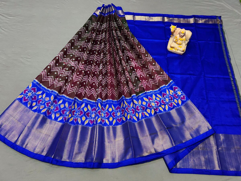 PSRGFSLG5J05SZCD10- Free Size Ikat Silk Lehenga