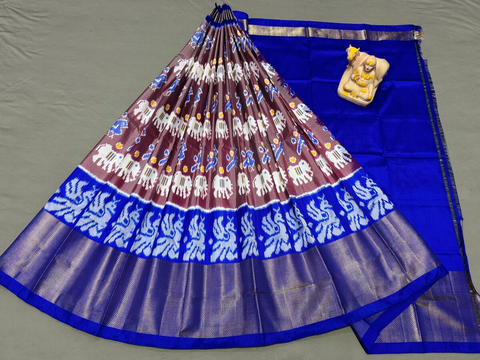 PSRGFSLG5J05SZCD14- Free Size Ikat Silk Lehenga