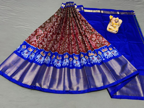 PSRGFSLG5J05SZCD23- Free Size Ikat Silk Lehenga