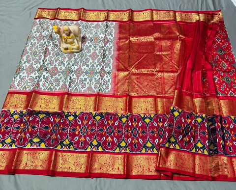 PSRGKBRS4S17FSCD10- Kanchi border Ikat silk saree