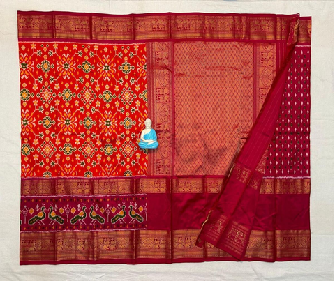 PGMRKBRS4N22FSDD22- Kanchi border Ikat silk saree
