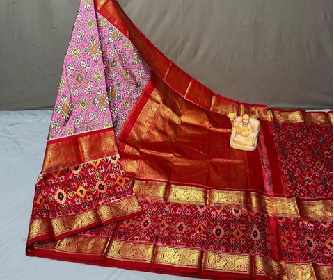 PSRGKBRS4D28FSDC08- Kanchi border Ikat silk saree