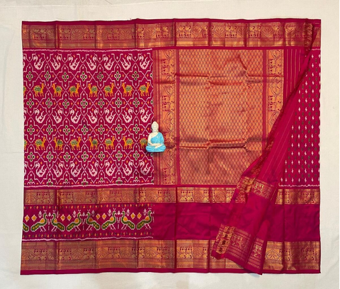 PGMRKBRS4N22FSDD50- Kanchi border Ikat silk saree