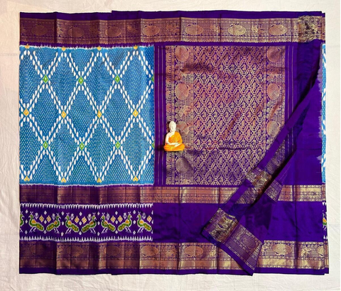 PGMRKBRS4N22FSDD14- Kanchi border Ikat silk saree