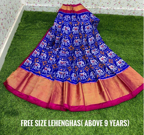 PSDHFSLG4V01SIDC46- Free Size Ikat Silk Lehenga