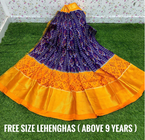 PSDHFSLG4V01SIDC25- Free Size Ikat Silk Lehenga