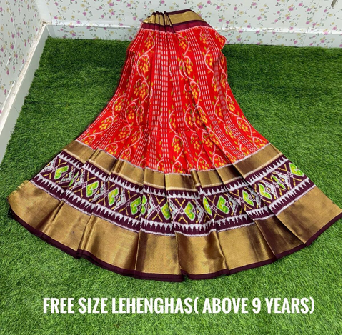 PSDHFSLG4V01SIDC53- Free Size Ikat Silk Lehenga