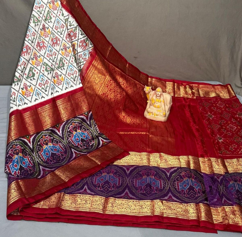 PSRGKBRS4D28FSDC02- Kanchi border Ikat silk saree