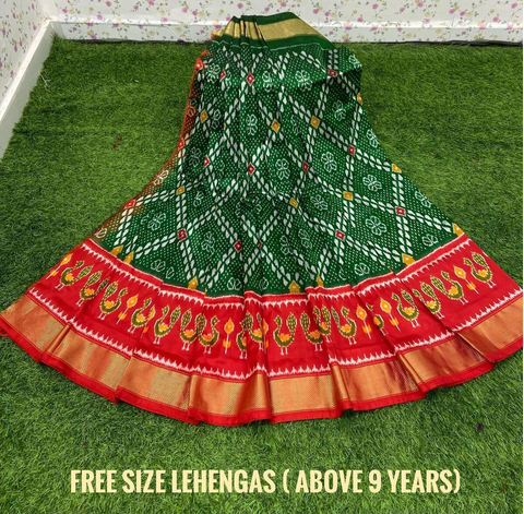 PSDHFSLG4V01SIDC08- Free Size Ikat Silk Lehenga