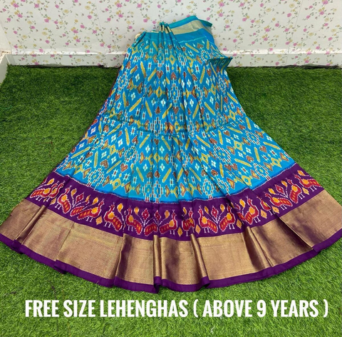 PSDHFSLG4V01SIDC26- Free Size Ikat Silk Lehenga