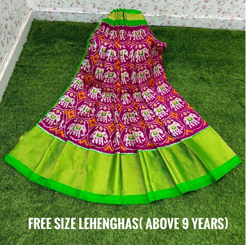 PSDHFSLG4V01SIDC16- Free Size Ikat Silk Lehenga