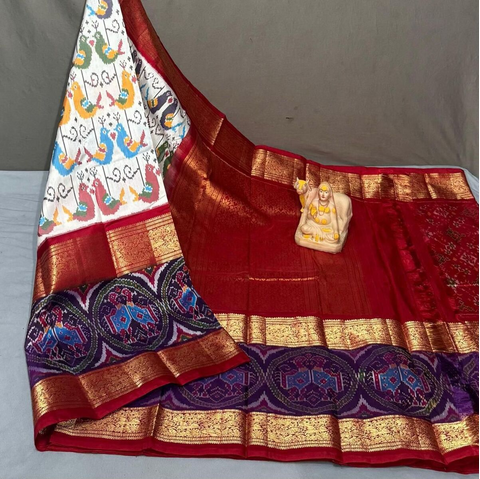 PSRGKBRS5J02FSDC15- Kanchi border Ikat silk saree