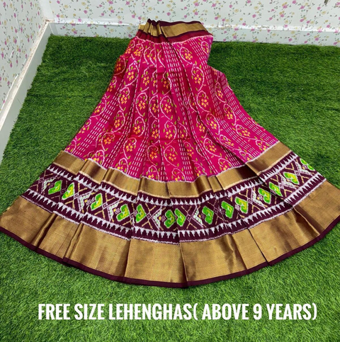 PSDHFSLG4V01SIDC09- Free Size Ikat Silk Lehenga