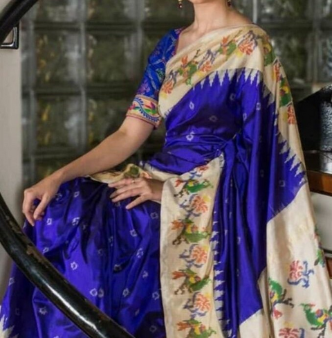 PGMRIDSS4D29NICC50- Ikat silk saree