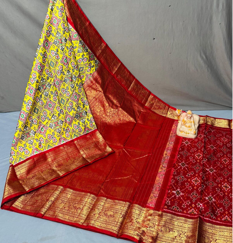 PSRGKBRS4V22FSCD07- Kanchi border Ikat silk saree