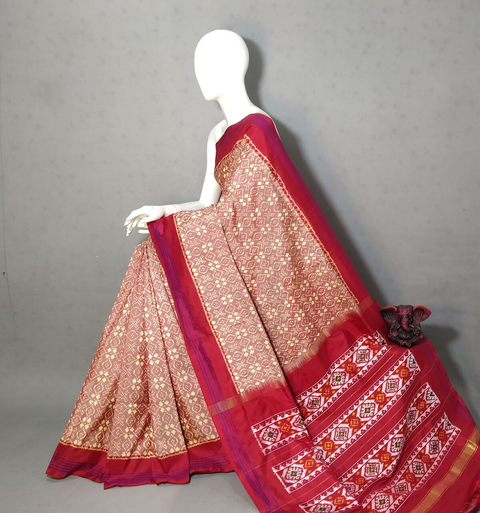 PGMRIDSS4O08BICC27- Ikat silk saree