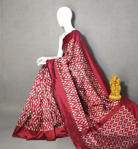 PRKSILWS4S24SZDC34- light weight Ikat silk saree