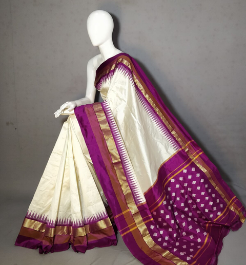 PRKSILWS4V14XZDC03- light weight Ikat silk saree