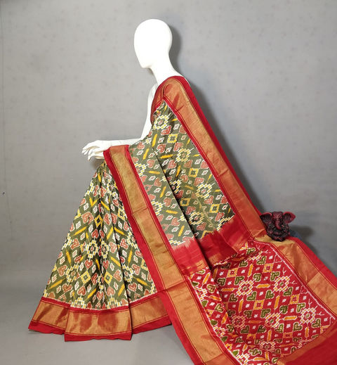 PGMRIDSS4O05BICC05- Ikat silk saree