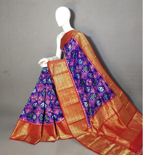 PSTHKBRS4D28FSDC19- Kanchi border Ikat silk saree