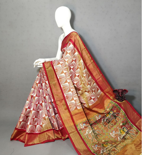 PGMRFTHS4S30NTCD08- Full tissue Ikat silk saree