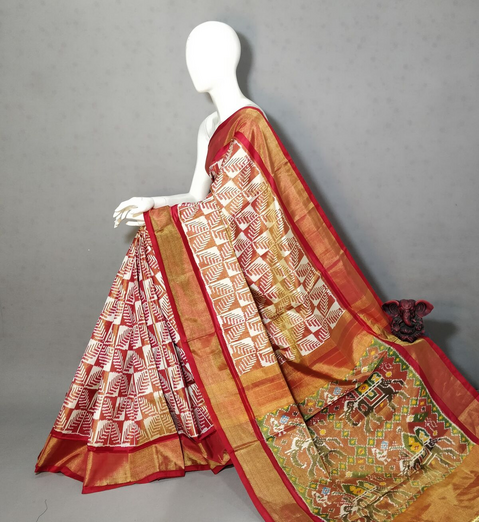 PGMRFTHS4D01NTCC13- Full Tissue Ikat silk saree