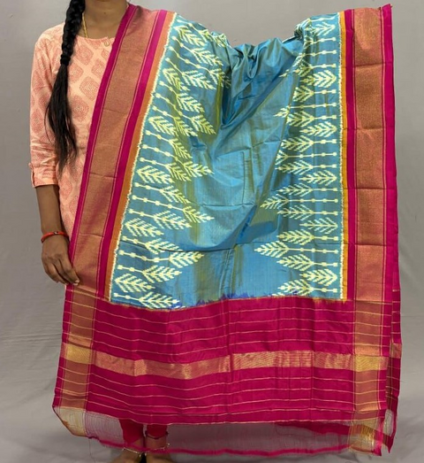 PSSIISDP4D29ECDC01- Ikat silk dupatta