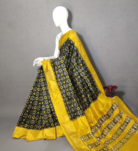 PGMRIDSS4O08BICC39- Ikat silk saree