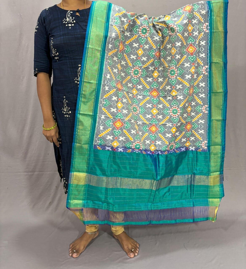 PSSIISDP4D18ECCD49- Ikat silk dupatta