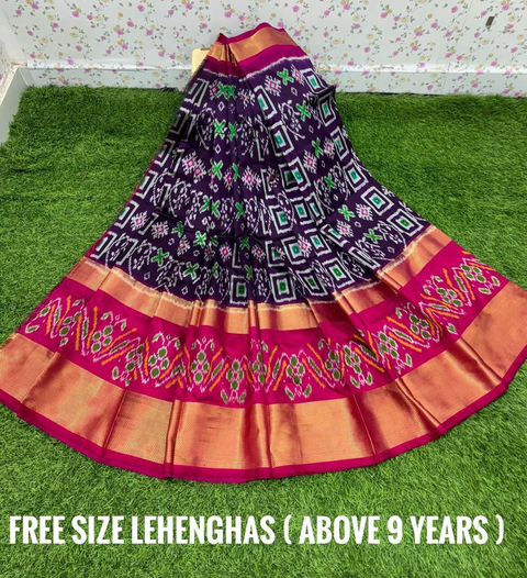 PSDHFSLG4V01SIDC32- Free Size Ikat Silk Lehenga