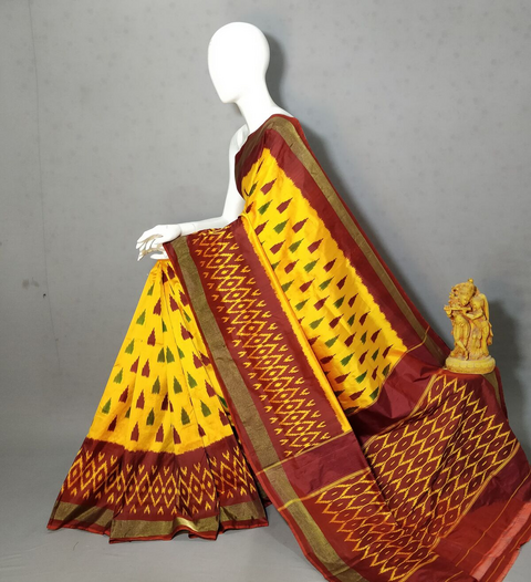 PRKSILWS4V27XEDC47- light weight Ikat silk saree